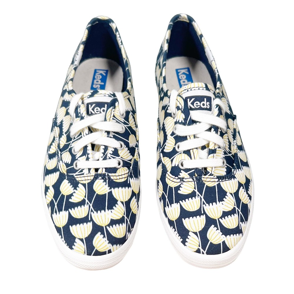 Keds Champion Canvas Sneakers Floral Tulip Print Blue Yellow 6